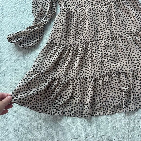 Hello Molly Size M Goodnight Macaroon Plans Tonight Leopard Lace Up Tiered Dress - Picture 9 of 12